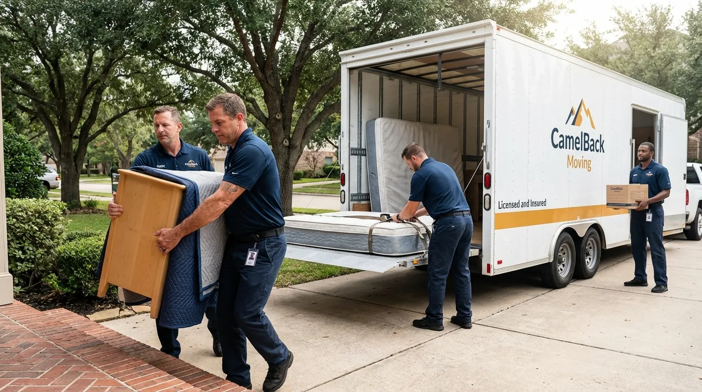 Crew loading residential truck for cross-state move from Cobleskill, NY