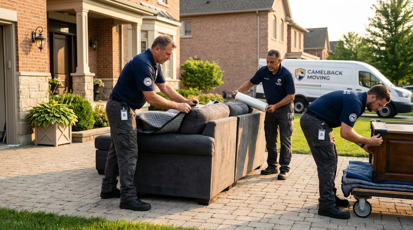 Large estate moving crew wrapping furniture in Cobleskill, NY